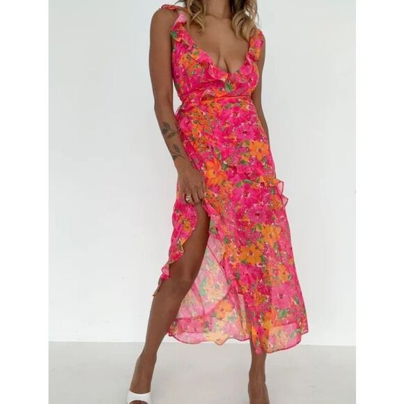 NWT RUMORED Just Like Heaven Maxi Dress – Electric Begonia Floral Size XS $164 - Picture 8 of 11